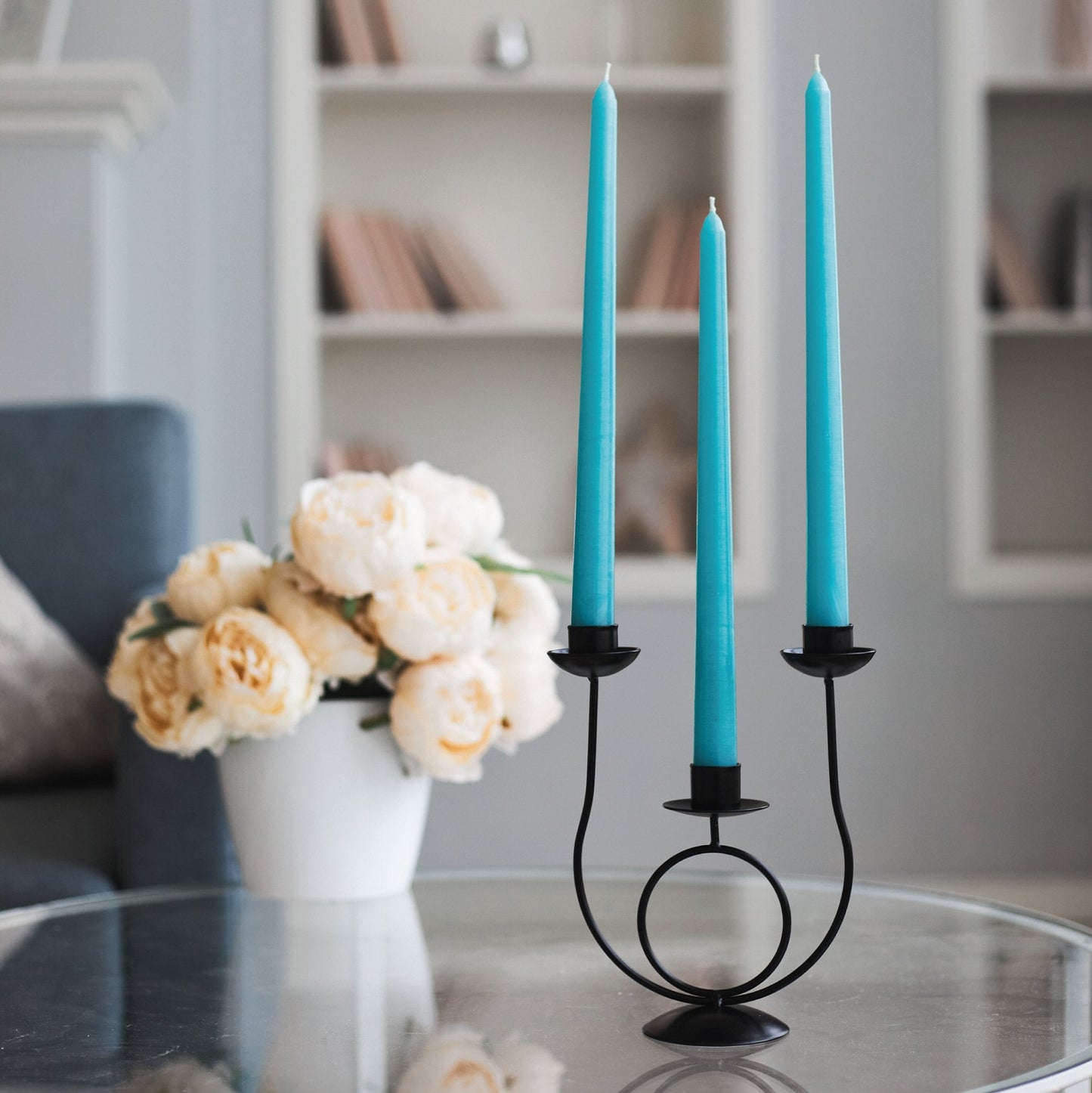 Swiece stozkowe w kolorze turkusowym