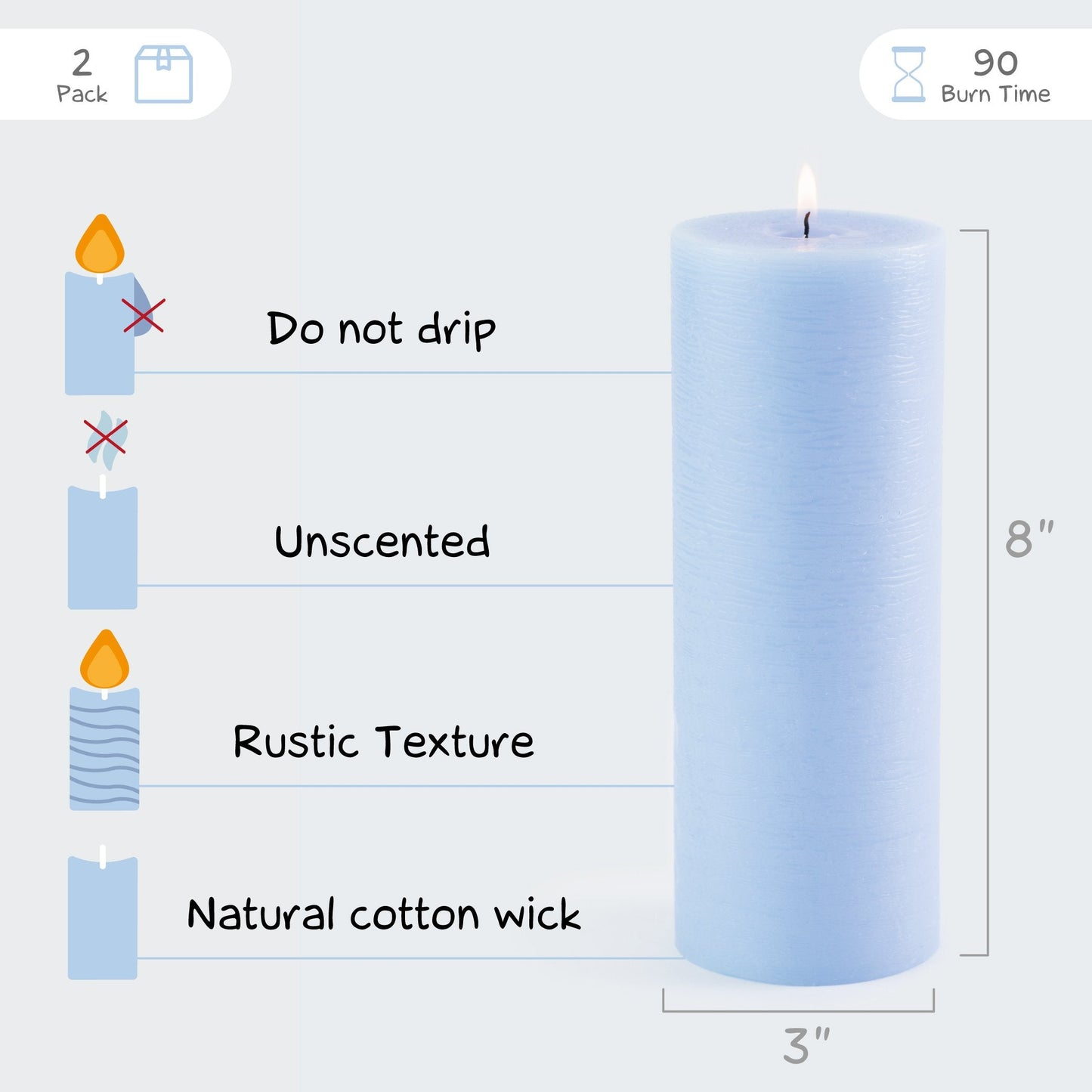 Swiece filarowe CANDWAX Baby Blue 8" - zestaw 2 szt.
