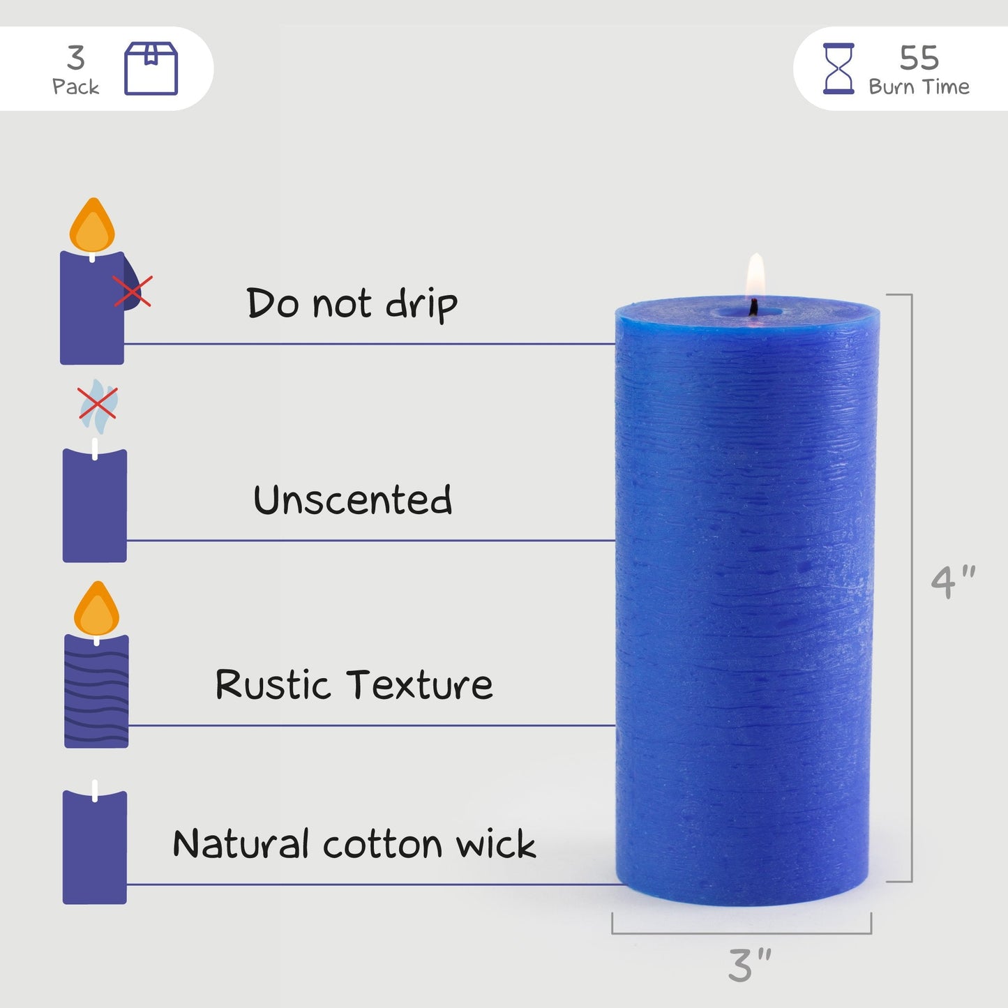 Swiece filarowe CANDWAX Blue 3" - zestaw 3 szt.