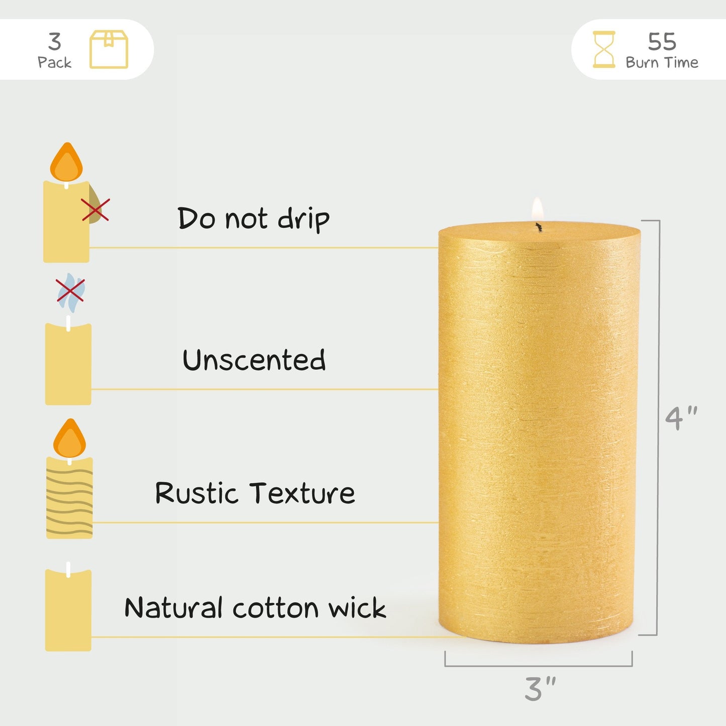 Swiece filarowe CANDWAX Gold 3" - zestaw 3 szt.