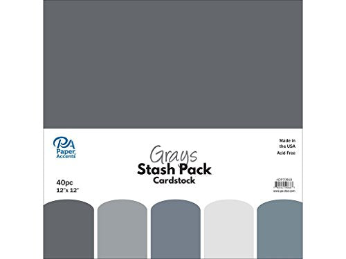 Akcenty papierowe 40 szt. Stash Pack 12x12 szarosci
