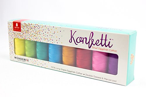 WonderFil, Specialty Thread Konfetti Pack, podwojnie gazowana egipska bawelna, 50wt, Spectrum - zestaw 8 sztuk