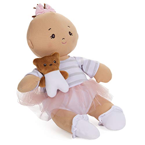 Lalka niemowleca z misiem, rozowy tutu, 9 cali