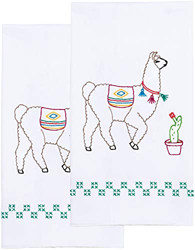 Recznik kuchenny Jack Dempsey Needle Art Llamas, bialy