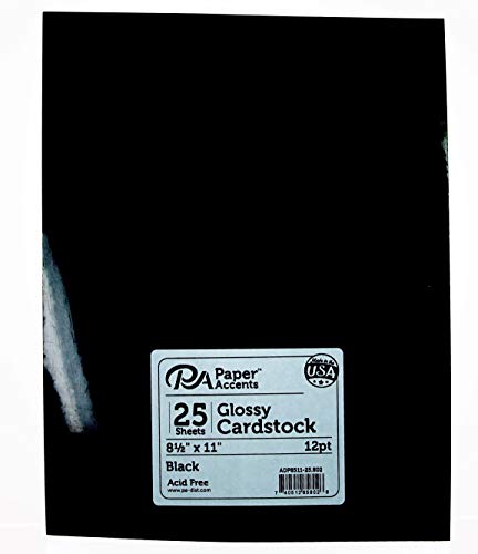 Akcenty papierowe, karton 8 1/2 x 11 cali, blyszczacy czarny (25 arkuszy)