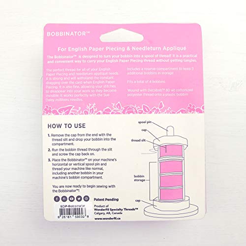 WonderFil Bobbinator Sue Daley Designs Specialty Threads, 10 x wstepnie nawinietych szpulek. Decobob, 2-warstwowa nic poliestrowa 80wt Cottonized Soft Silk-Like do szycia precyzyjnego, angielskie pikowanie papierowe, szycie aplikacji EPP