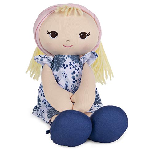 Lalka dla malucha, niebieska sukienka w kwiaty, 8 cali