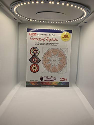 Skladane gwiazdy 8-calowe szablony interfejsu Hot Pad 12 sztuk w opakowaniu: 12 spersonalizowanych szablonow interfejsu 8,5" X 11" przeznaczonych do stosowania ze wzorami skladanych gwiazd okraglych lub kwadratowych firmy Plumeasy