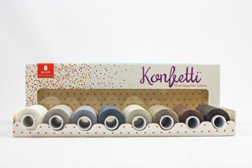 WonderFil, Nici specjalistyczne, Konfetti, 3-warstwowe nici z bawelny egipskiej o dlugich wloknach, podwojnie gazowane, Sand & Sea Glass - Zestaw 8 sztuk