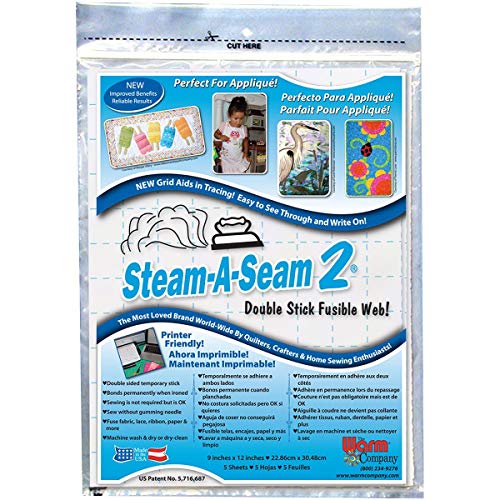 Tasma klejaca Steam-A-Seam 2 Double Stick Fusible Web-9"X12", 5 arkuszy (5517), (opakowanie 4 sztuk)