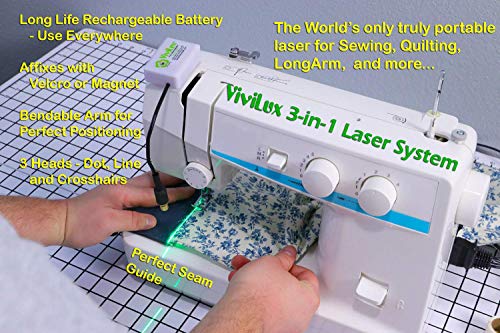 ViviLux 3 w 1 Zielony system laserowy do szycia, pikowania i rekodziela z magnesem. Wtyczka amerykanska