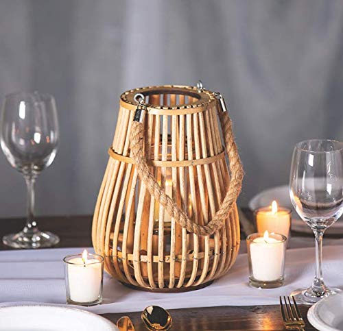 LAMPION NATURALNY Z RATTANU Z UCHWYTEM
