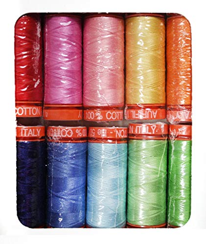 Zestaw nici Aurifil HAPPY COLORS firmy Lori Holt 50wt Cotton 10 malych szpul (220 jardow)