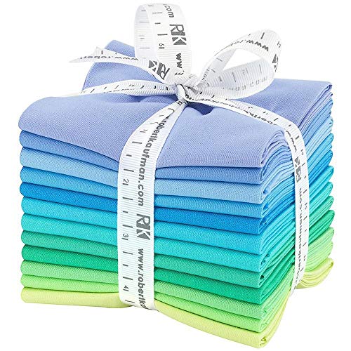 Robert Kaufman Kona Cotton Solids Mermaid Shores Fat Quarter Bundle 12 wstepnie cietych bawelnianych tkanin pikowania FQs Asortyment FQ-1375-12
