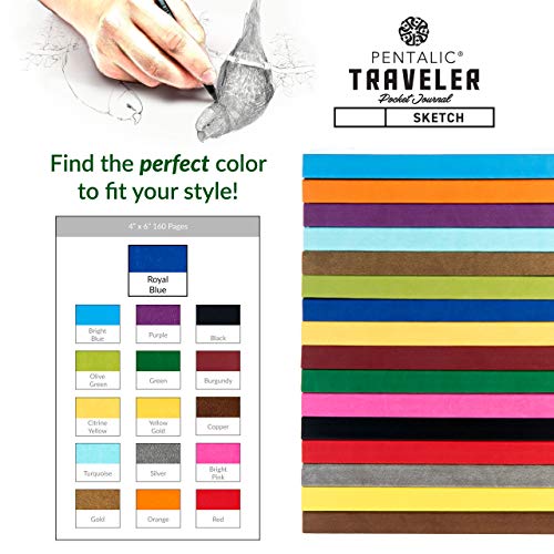 Szkic kieszonkowego dziennika podroznego Pentalic Traveler, 6" x 4", Royal Blue