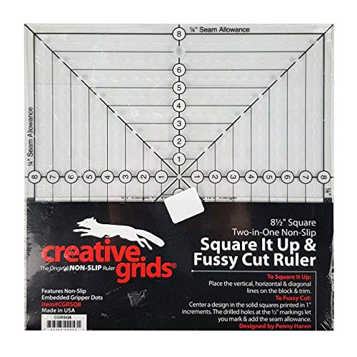 Linijka do patchworku Creative Grids 8-1/2 cala Square It Up lub Fussy Cut Square Quilt