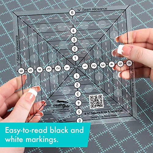 Linijka do patchworku Creative Grids Square It Up lub Fussy Cut Square Quilt Ruler o wymiarach 6-1/2 cala