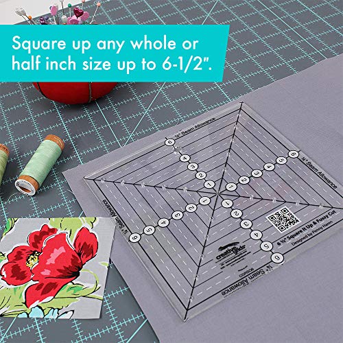 Linijka do patchworku Creative Grids Square It Up lub Fussy Cut Square Quilt Ruler o wymiarach 6-1/2 cala