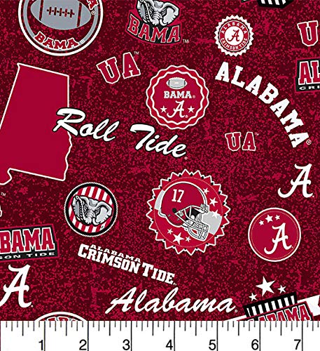 University of Alabama Cotton Fabric Home State Design-Najnowszy wzor-Sprzedawany na jardy-SYKEL NCAA Cotton Fabric