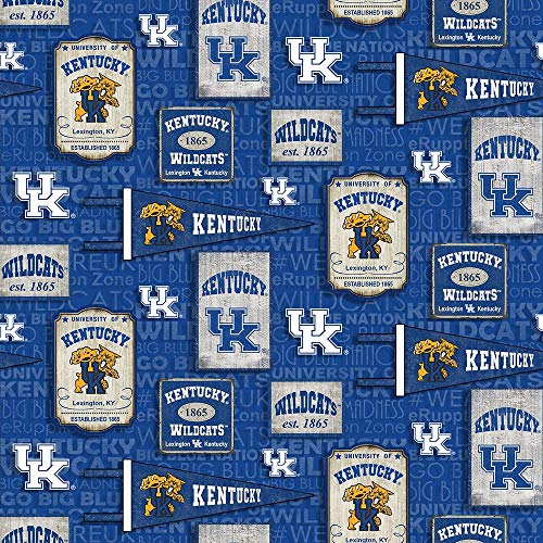 Tkanina bawelniana University of Kentucky UK Wildcats z wzorem proporczyka w stylu vintage ” sprzedawana przez The Full Yard