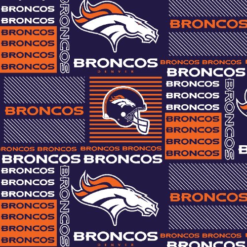 NFL Denver Broncos Football 60" szeroka licencjonowana tkanina bawelniana z nadrukiem blokowym