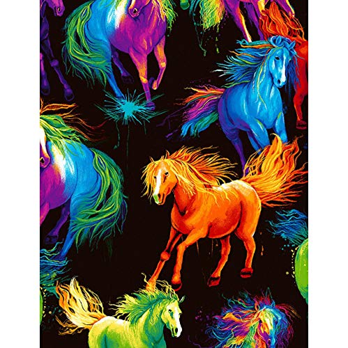 Ponadczasowe skarby Czarne konie wydrukowane cyfrowo