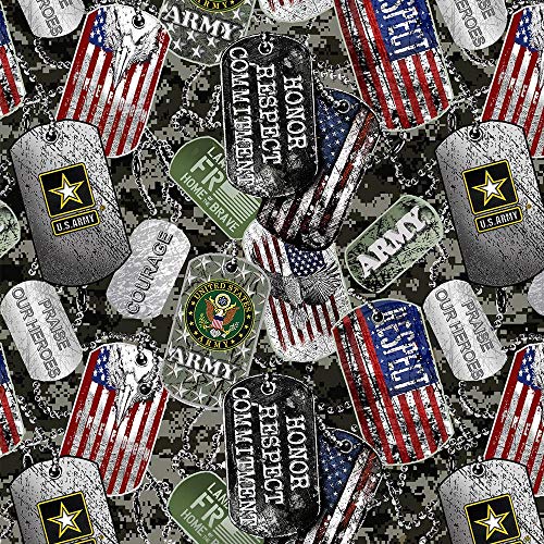 Niesmiertelniki wojskowe Army Military Dogtag Allover Design 43" szerokosci 100% bawelny Tkanina sprzedawana na metry