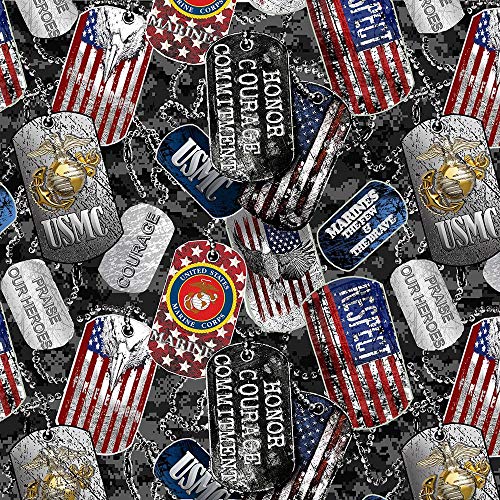Wojsko Stanow Zjednoczonych US Marines USMC Tkanina bawelniana z niesmiertelnikami i wzorem Digi Camo Ground ” sprzedawana przez The Full Yard
