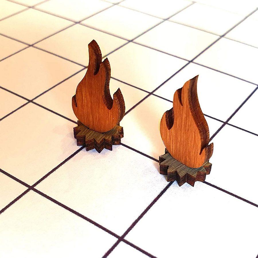 DnD flame markers made of wood