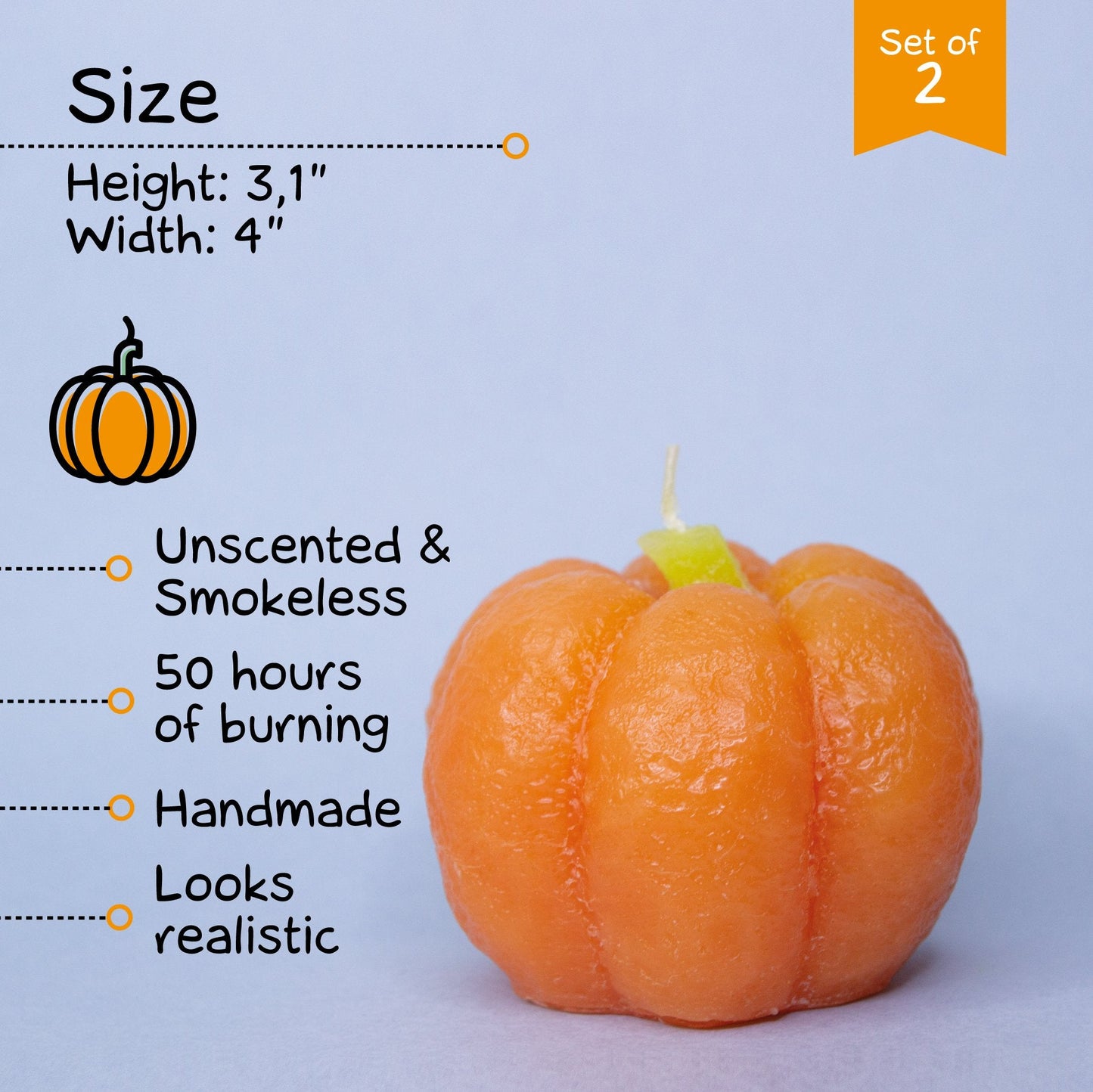 Swiece CANDWAX Pumpkin Big Orange - 2 szt.