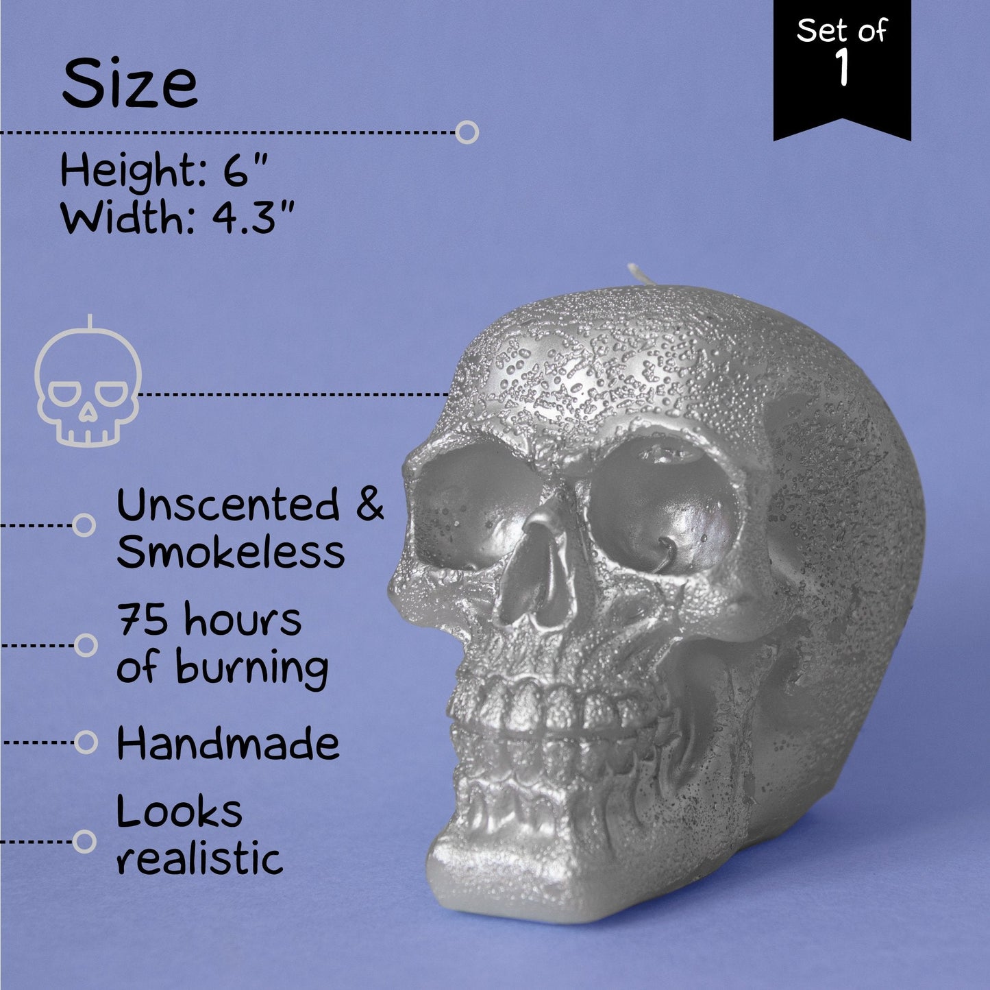 Swieca CANDWAX Silver Big Skull