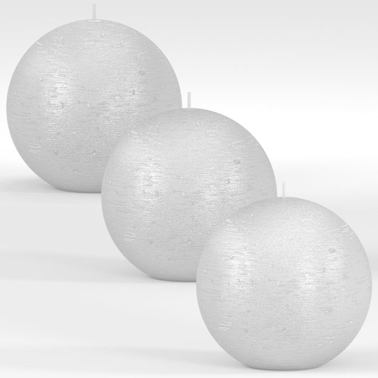 Swiece okragle srebrne CANDWAX 3" - zestaw 3 szt.