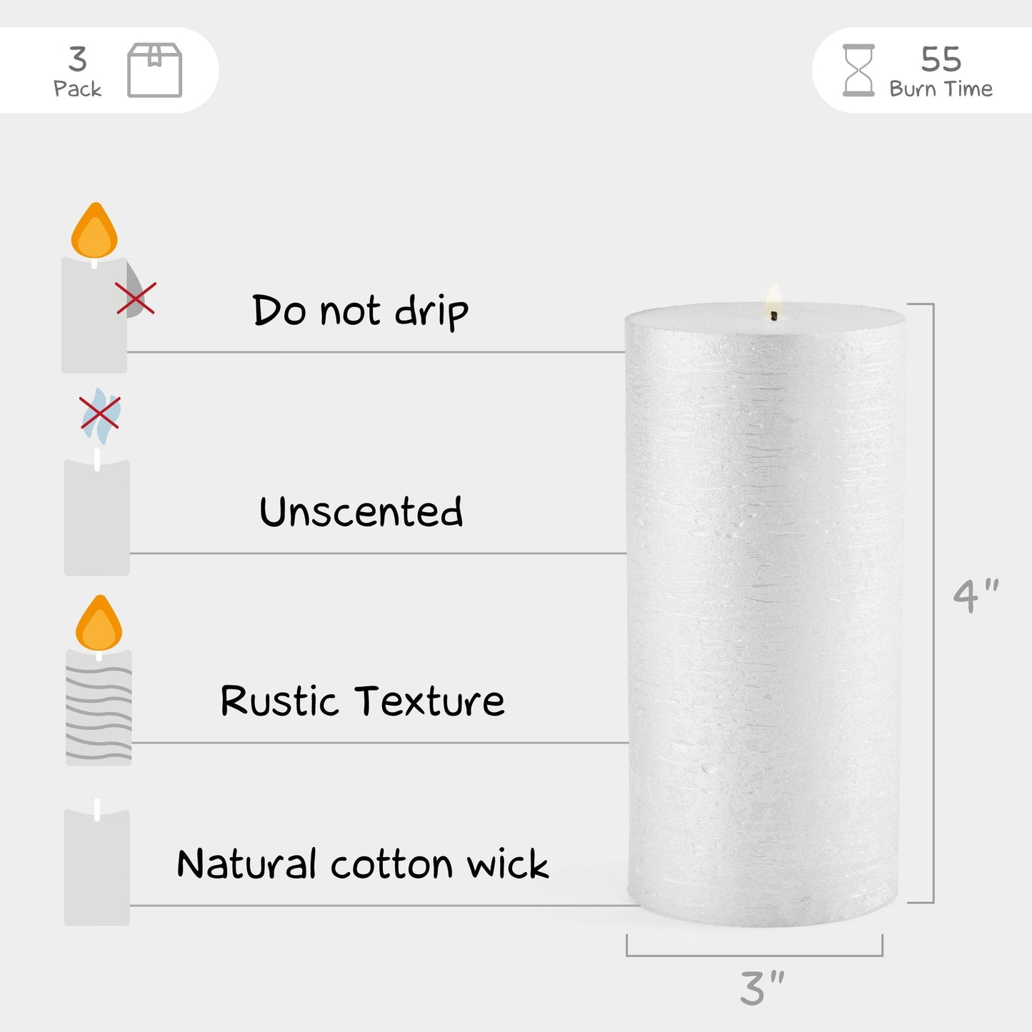 Swiece filarowe CANDWAX Sliver 3" - zestaw 3 szt.