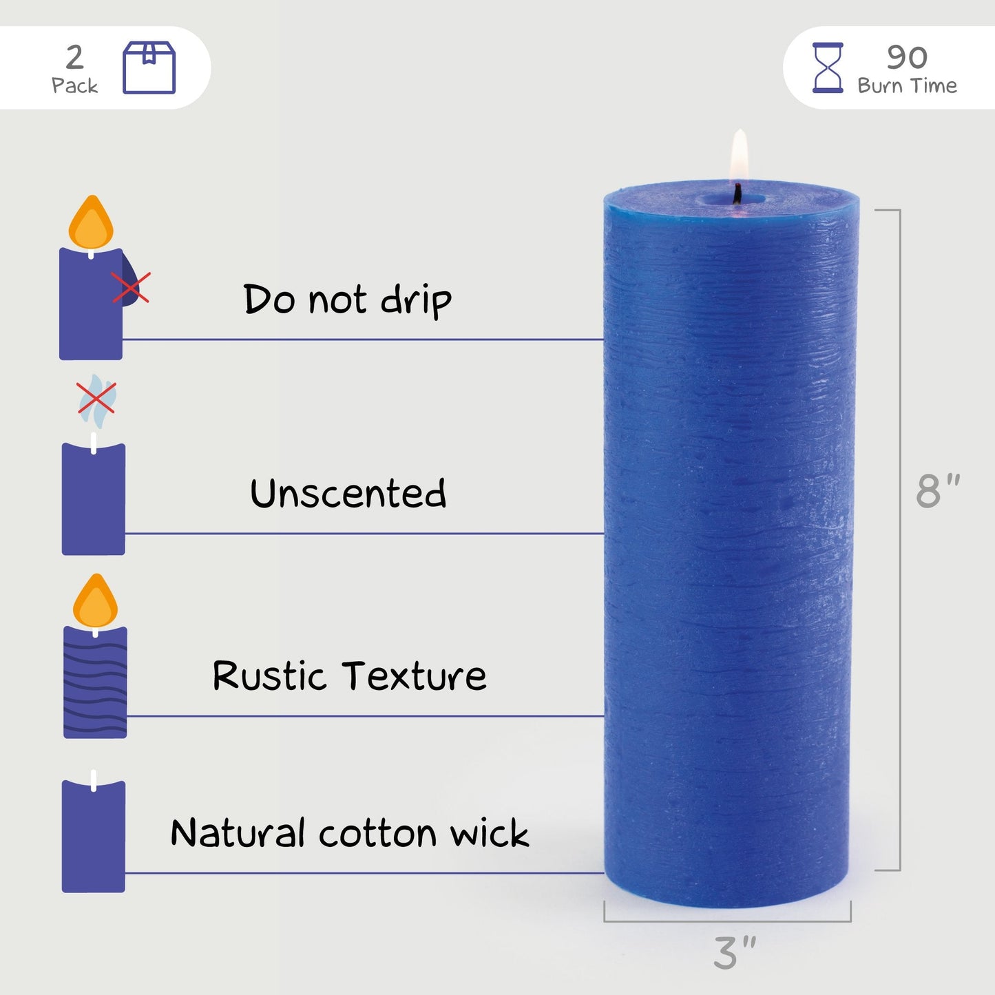 Swiece filarowe CANDWAX Blue 8" - zestaw 2 szt.