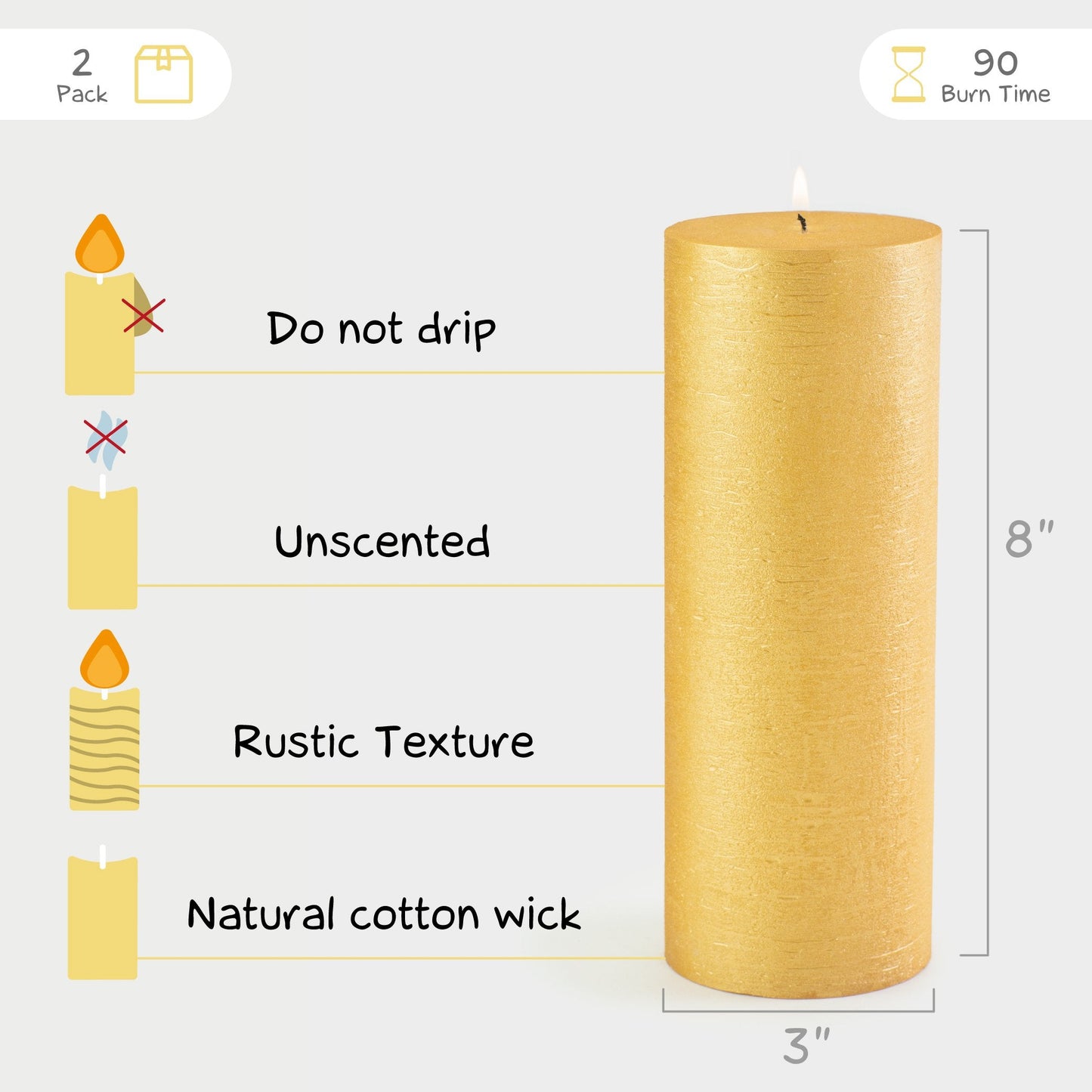 Swiece filarowe CANDWAX Gold 8" - zestaw 2 szt.