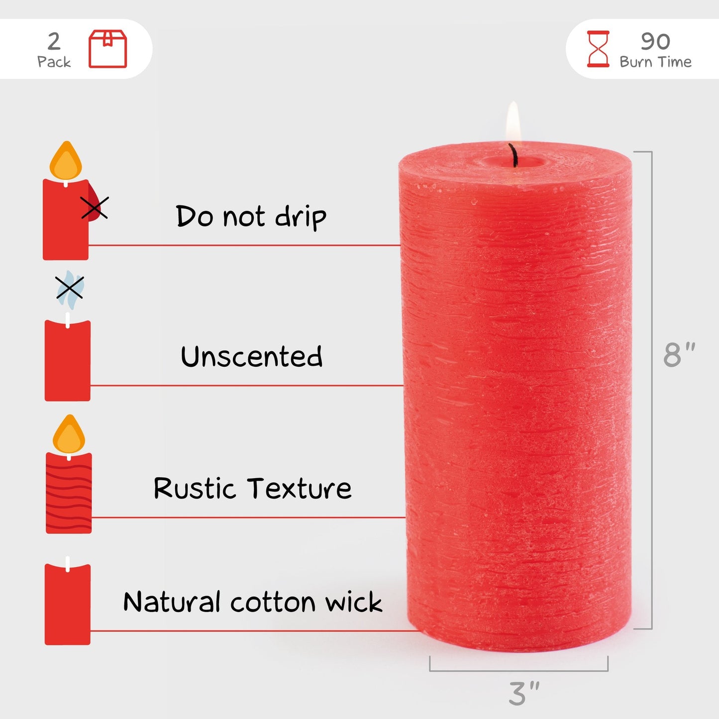 Swiece filarowe CANDWAX Red 8" - zestaw 2 szt.