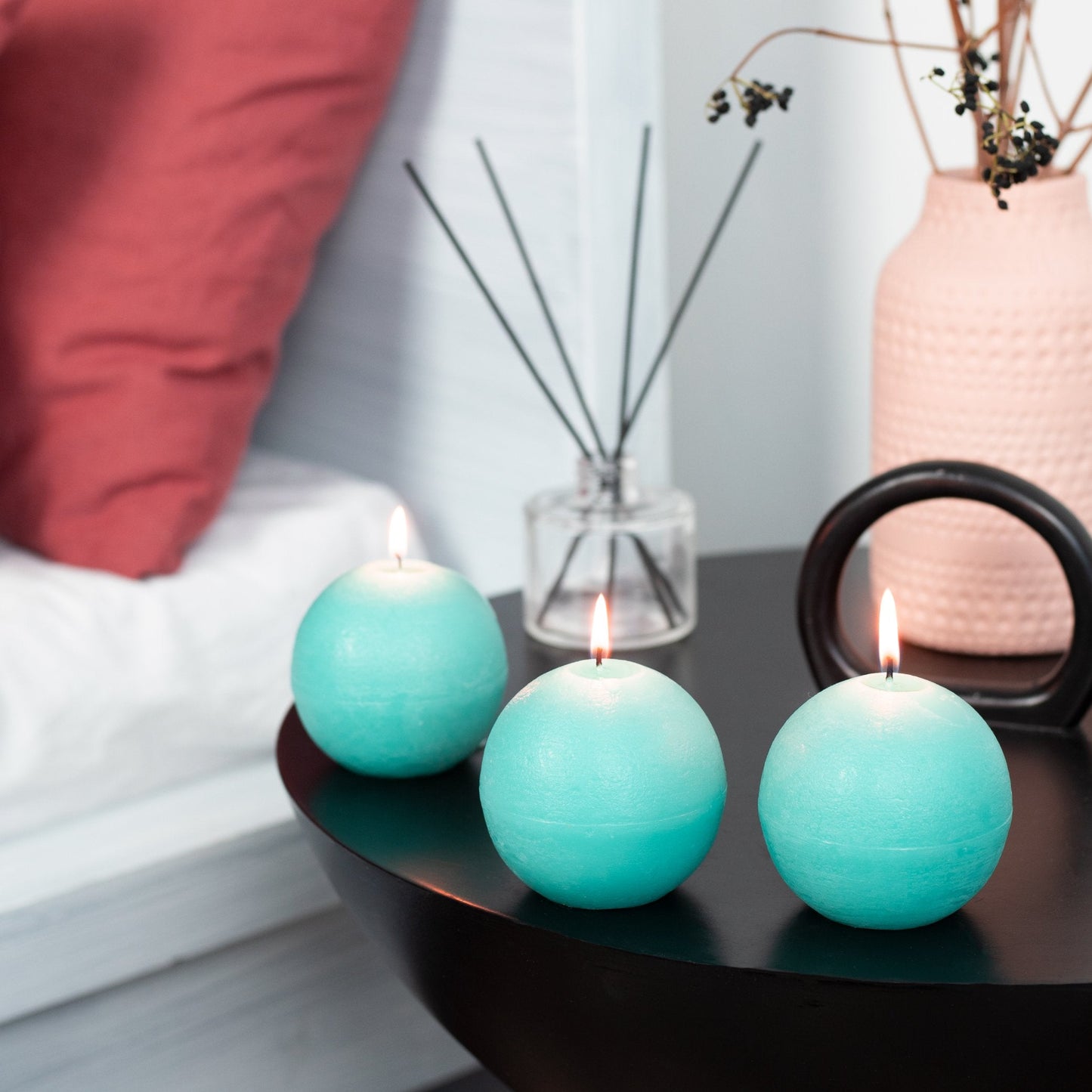 Swiece okragle turkusowe CANDWAX 3" - zestaw 3 szt.