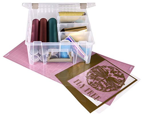 Pojemnik na artykuly artystyczne 0365500 ArtBin 6990AB Super Satchel Double Deep, przenosny organizer na artykuly artystyczne i rzemieslnicze z uchwytem, [1] Plastikowe etui do przechowywania, przezroczyste ze zlotymi akcentami, przezroczyste i zlote