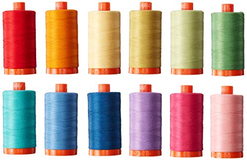 Zestaw nici Aurifil Christa Quilts Piece and Quilt Colors 12 duzych szpul o wadze 50