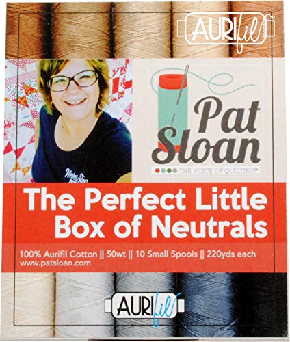 Pat Sloan The Perfect Little Box of Neutrals Aurifil Thread Kit 10 malych szpulek 50 Waga PS50PN10