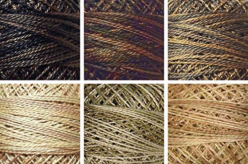 Zestaw probek nici do haftu Valdani Perle Cotton, rozmiar 12, Essential Neutrals Kim Diehl - 6 kolorow, 109 jardow kazdy