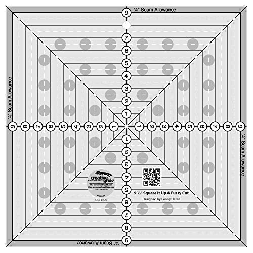 Linijka do patchworku Creative Grids 9-1/2in Square It Up lub Fussy Cut Square Quilt