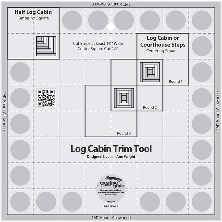 Narzedzie do przycinania Creative Grids Log Cabin do blokow wykonczeniowych 8 cali Linijka do koldry - CGRJAW1 - UZYWANA