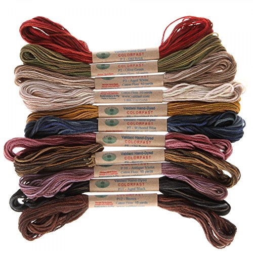 12 Valdani 6 Strand Floss Haft Mulina Vintage Hues 10 Yd Motki